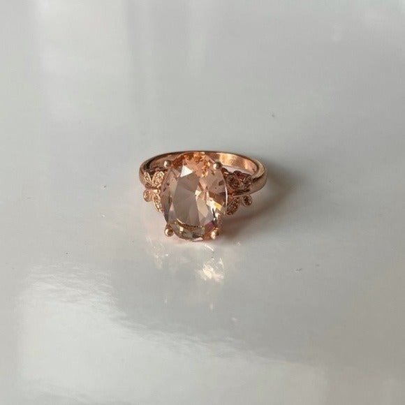 Rose gold butterfly ring pink tourmaline bohemian cottage core butterflies - Picture 6 of 7